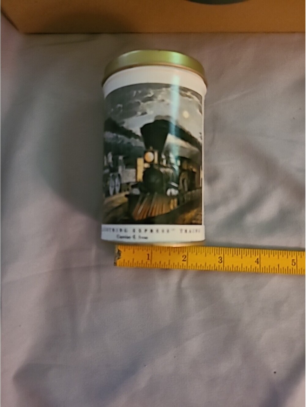 VINTAGE CURRIER & IVES AMERICAN EXPRESS TRAIN DECOWARE TIN CAN EMPTY - Picture 7 of 7